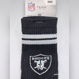 NFL Raiders Black and White Crew Socks Medium